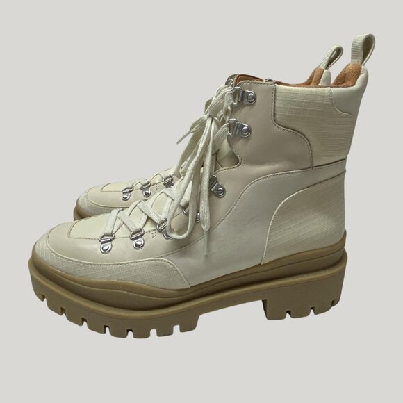 Vionic Jaxen Waterproof Lug Sole Hiker Ankle Boots Lace Up Cream Size 11 - Picture 2 of 6